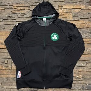 Boston Celtics Hoodie Sweatshirt Mens Medium Black Full Zip Lightweight Adidas